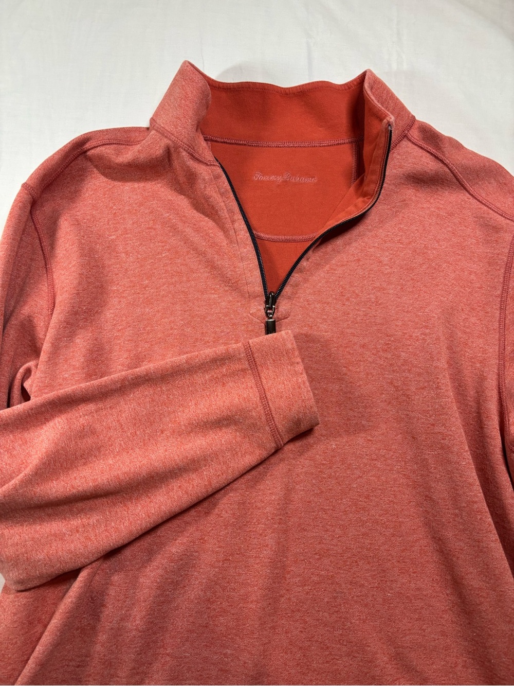 Tommy Bahama Mens Reversible 1/2 Zip Pullover Sweater Coral Orange xl